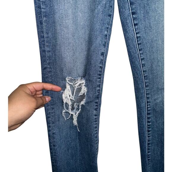 Mother The Insider Crop Step Chew Denim Distressed Jeans Size 25 - Picture 7 of 12